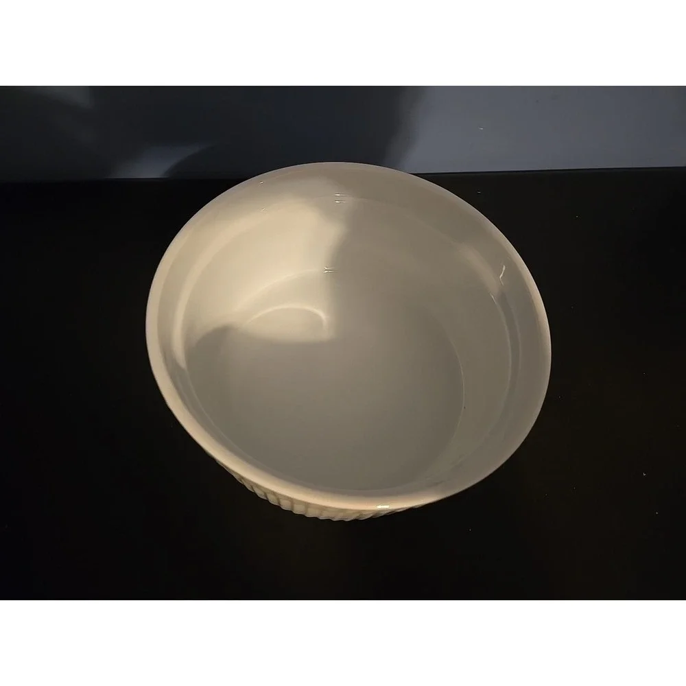 BIA Cordon Bleu Souffle Casserole Baking Serving Dish White Ribbed‎ 6.5